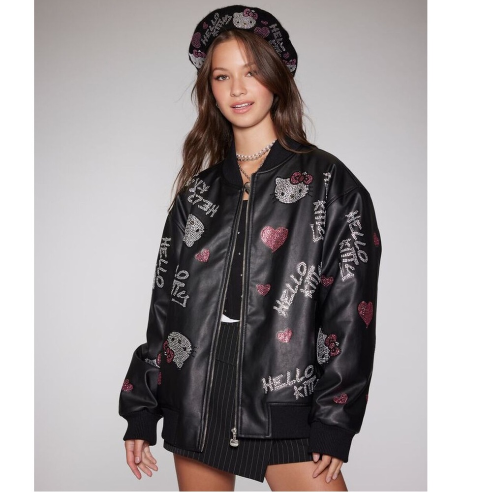 Rhinestone Hello Kitty Bomber Jacket